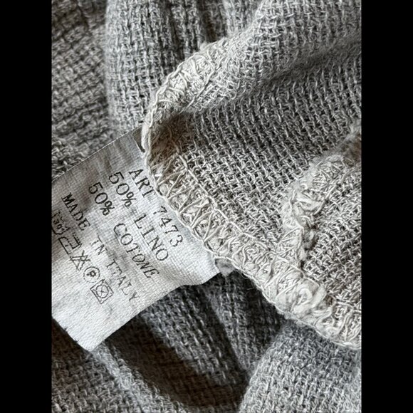 Meo Meli Cardigan OS Womens Gray Open Front Cropped Linen Cotton Woven Knit - Picture 7 of 7